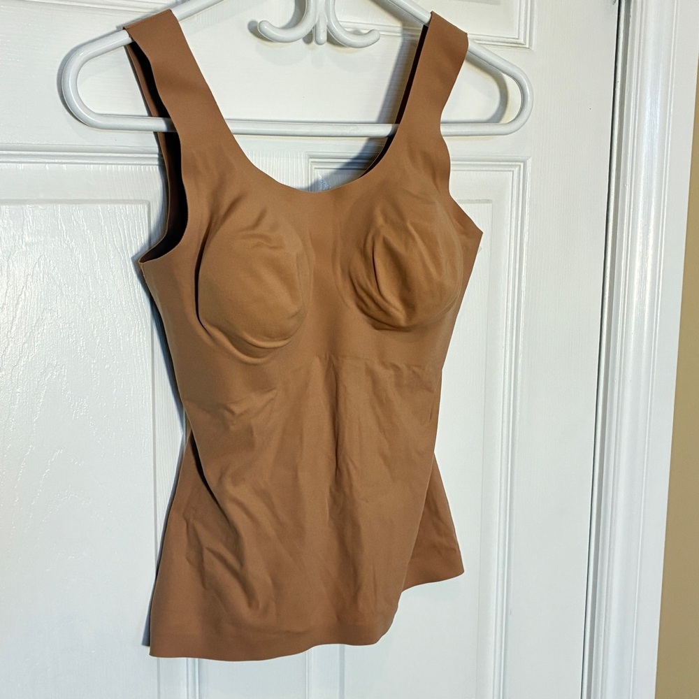 Knix LuxeLift Scoop Neck Tank S+ Built-In Shelf Bra Cavassa Brown Shapewear Cami